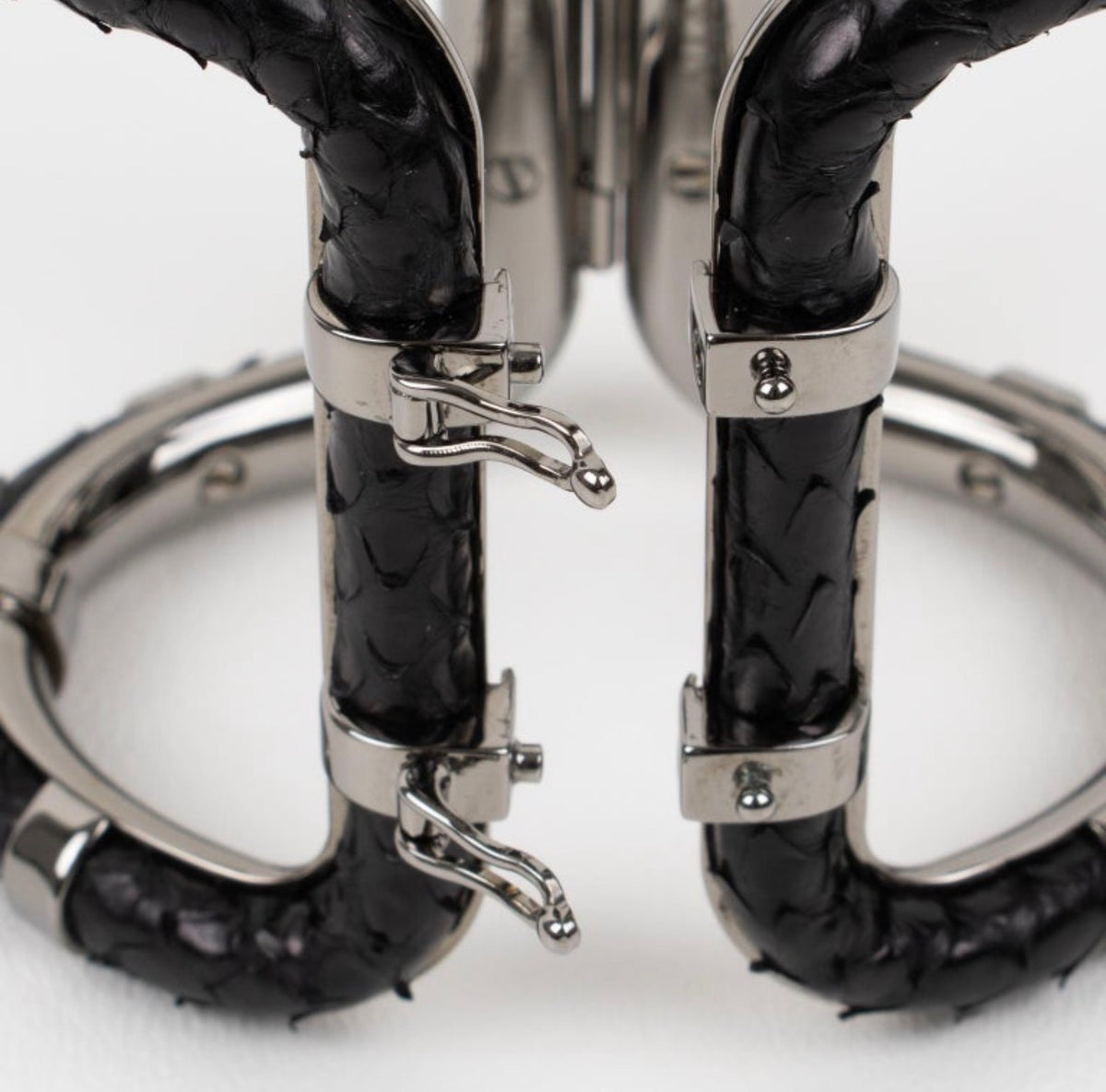 Lanvin Black Python Sculptural Cuff Bracelet (1980s)
