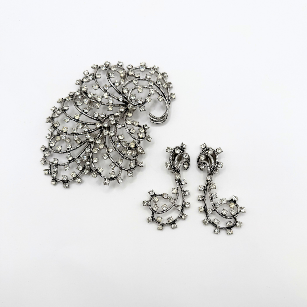 Vintage Elsa Schiaparelli – Crystal Scroll Statement Earrings – view 5