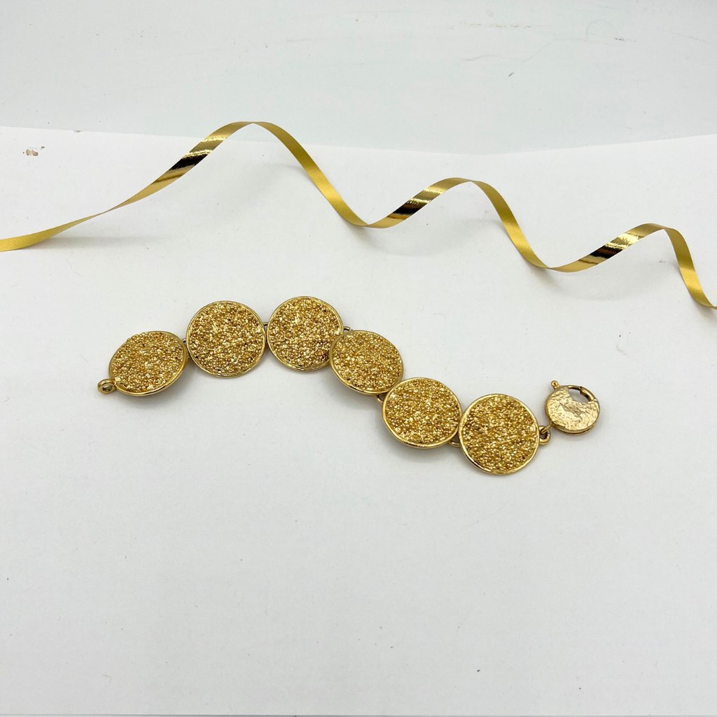 Vintage Yves Saint Laurent Gold Textured Circles Bracelet – view 2
