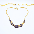 Vintage Trifari Necklace – Purple Enamel & Gold-Tone Leaf Design