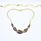Vintage Trifari Necklace – Purple Enamel & Gold-Tone Leaf Design
