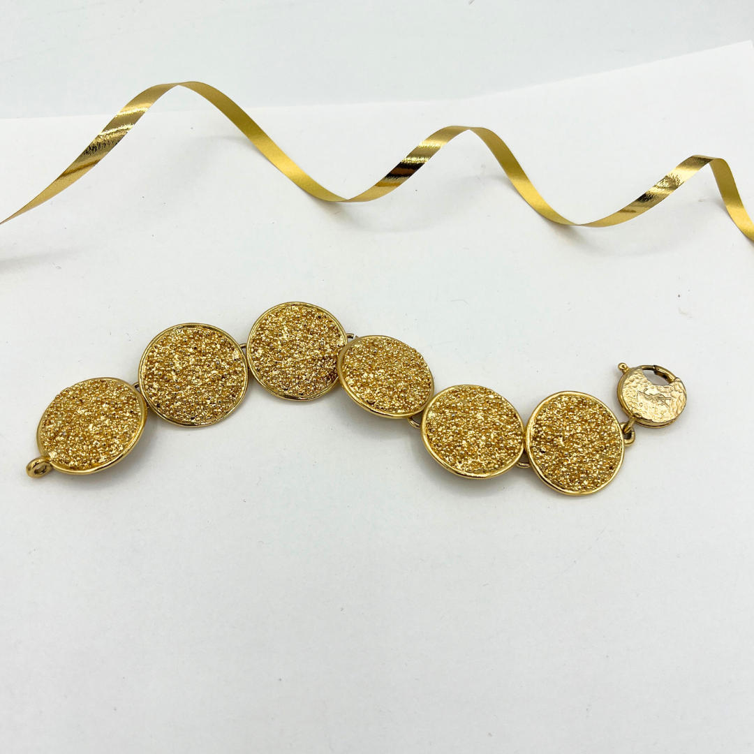 Vintage Yves Saint Laurent Gold Textured Circles Bracelet