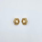 Vintage Christian Dior Hexagonal Faux Pearl Clip Earrings – view 2