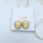 Vintage Christian Dior Clip Earrings Gold Plated White Enamel 1980s – view 2