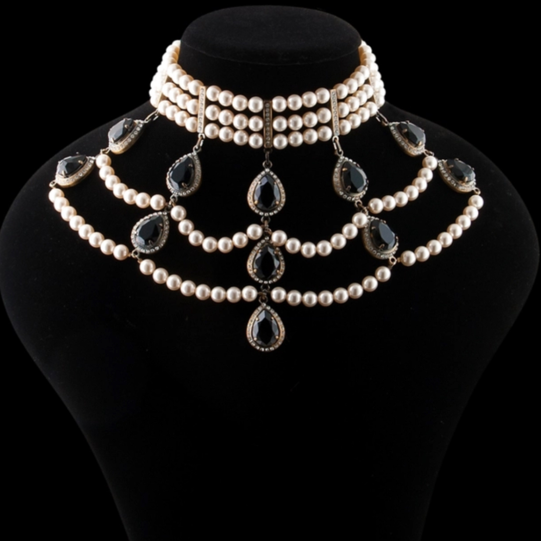Vintage Valentino Couture Choker Necklace with Drapery Effect – view 3