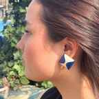 Vintage Moschino Diamond-Shaped Blue Earrings – view 3