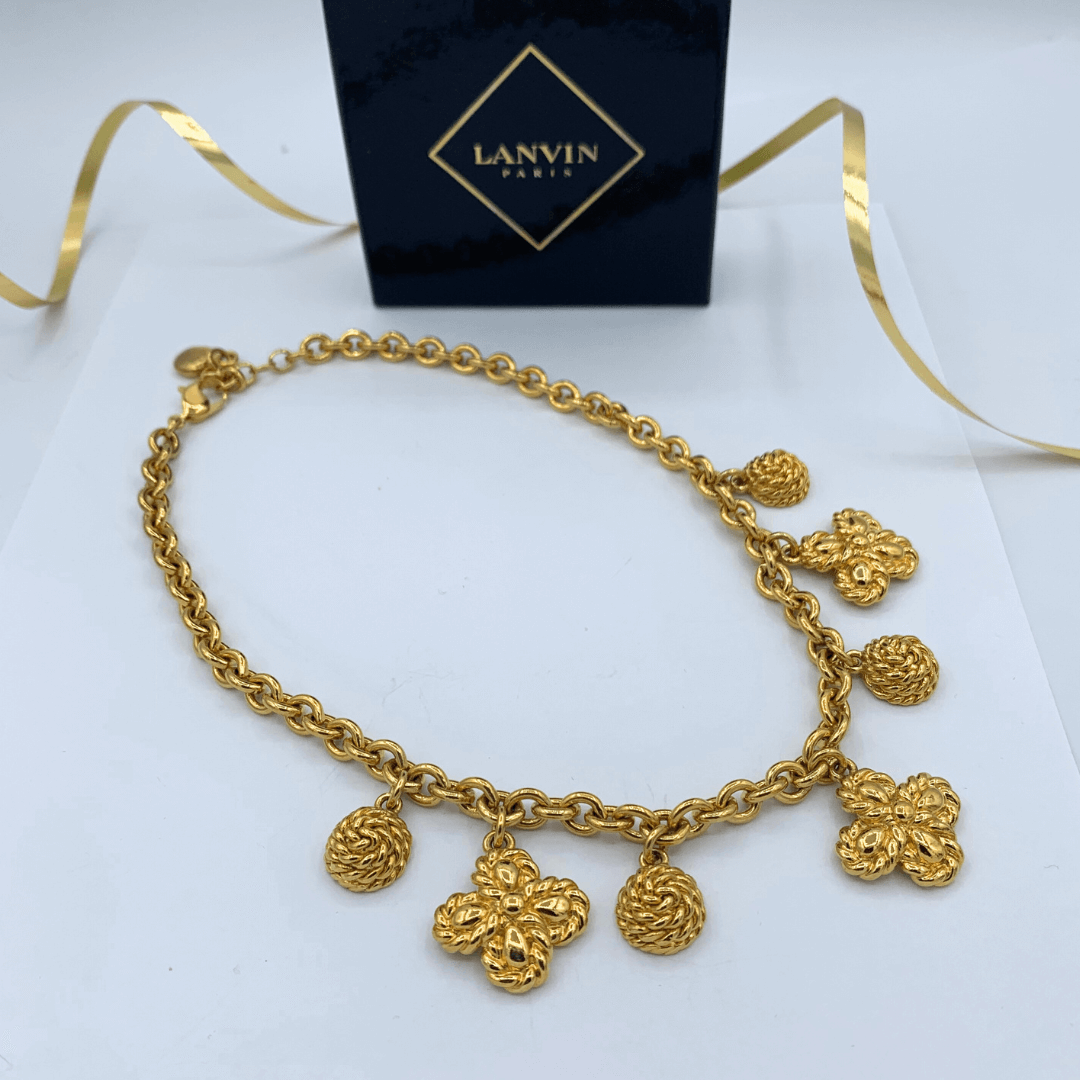 Vintage Lanvin Curb Link Necklace with Charms