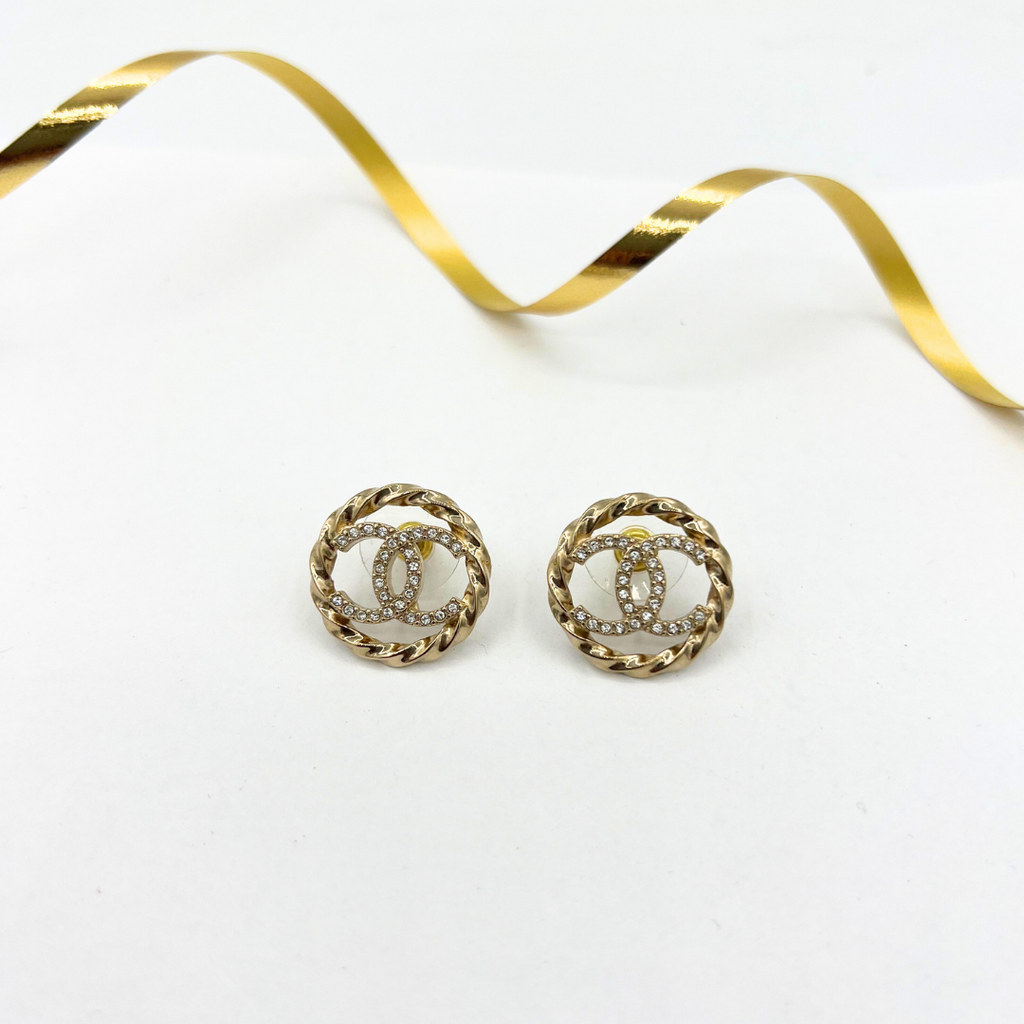 Vintage Chanel CC Logo Stud Earrings