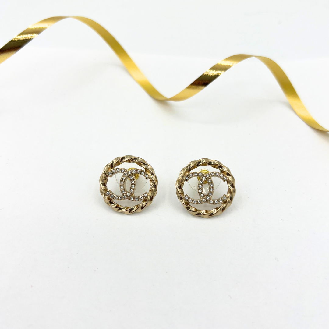Vintage Chanel CC Logo Stud Earrings