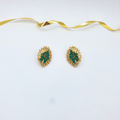 Vintage Trifari Emerald Green Gold-Tone Clip Earrings