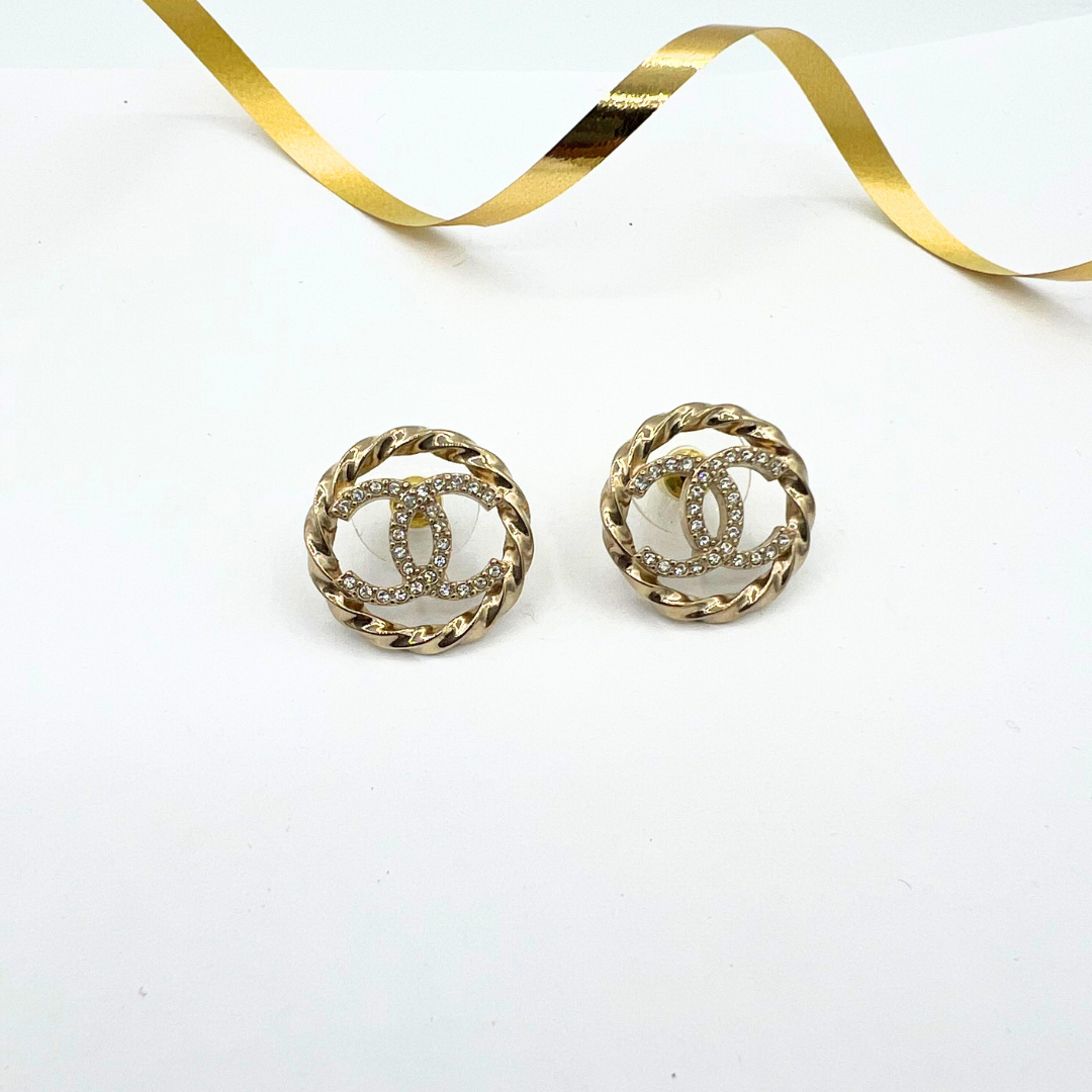 Vintage Chanel CC Logo Stud Earrings – view 2
