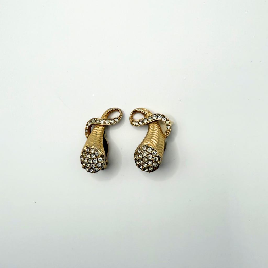 Vintage Elsa Schiaparelli Crystal Cornucopia Earrings