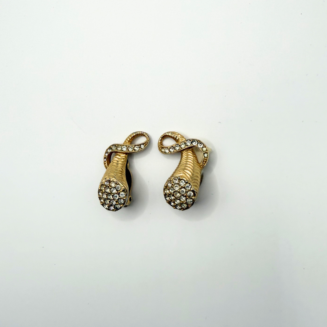 Vintage Elsa Schiaparelli Crystal Cornucopia Earrings