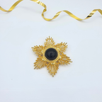 Vintage Givenchy Gold Star with Black Cabochon Brooch
