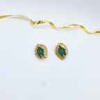 Vintage Trifari Emerald Green Gold-Tone Clip Earrings – view 3