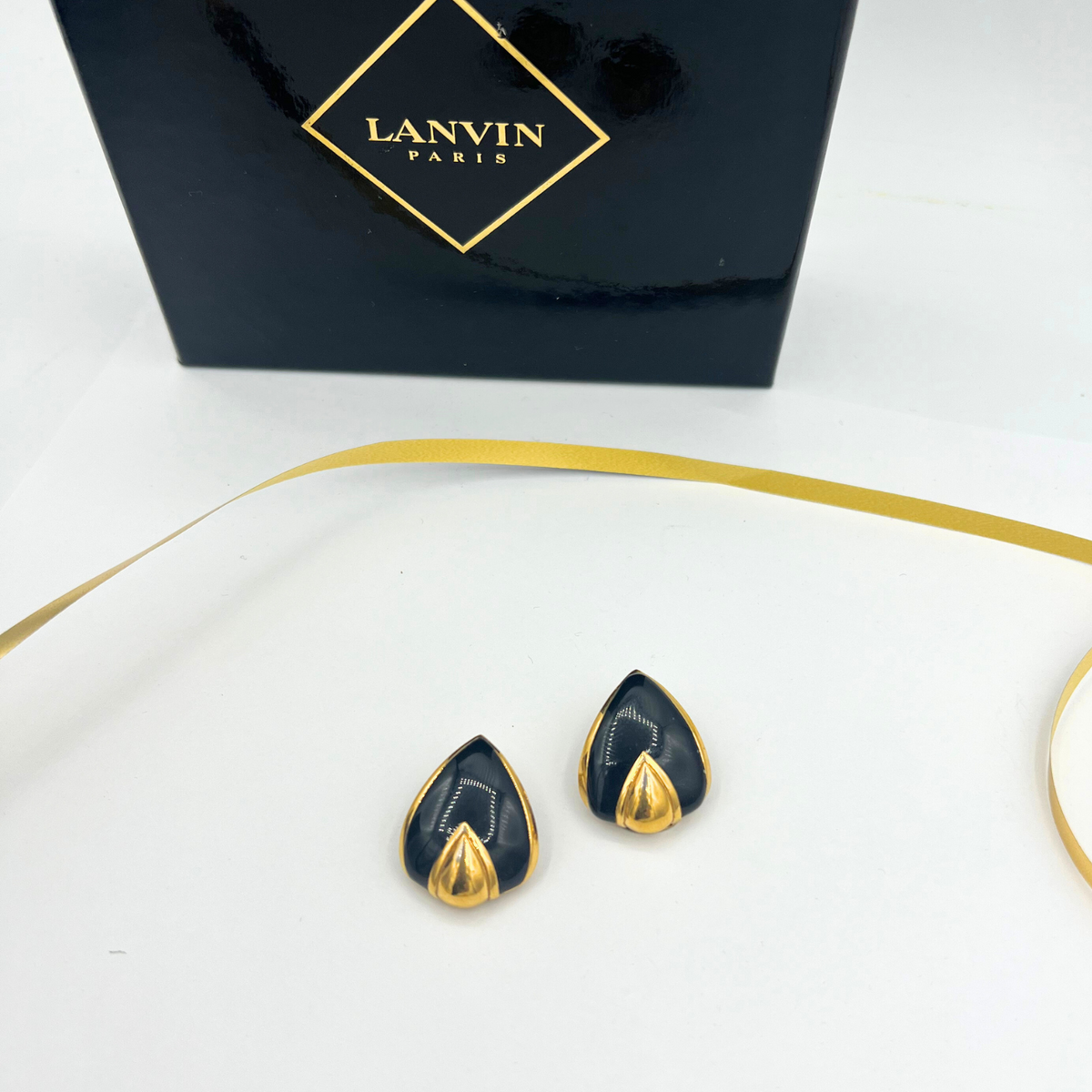 Vintage Lanvin Sculptural Teardrop Clip Earrings