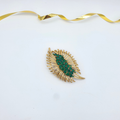 Vintage Trifari Emerald Green Gold-Tone Brooch