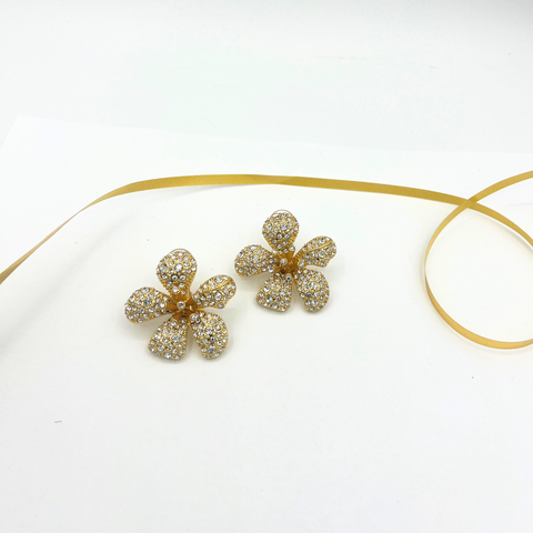 Oscar De La Renta Crystal Flower Earrings