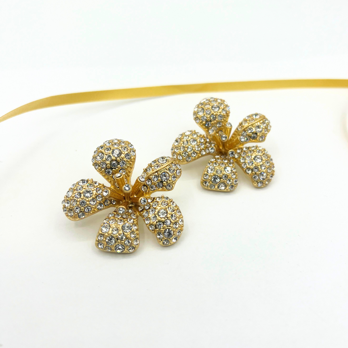 Vintage Oscar de la Renta Crystal Flower Earrings – view 2