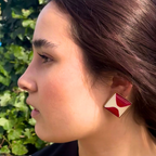 Vintage Moschino Diamond-Shaped Red Ear Clips – view 3