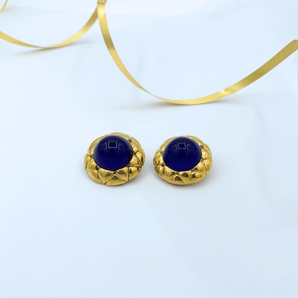Vintage Chanel Blue Glass Clip Earrings – view 2
