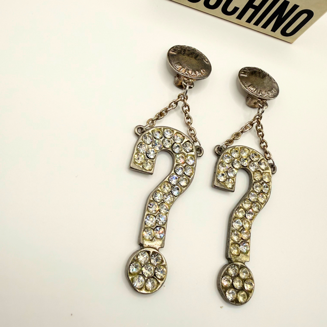 Moschino – Vintage Crystal Question Mark Earrings – view 4