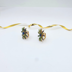 Vintage Trifari Blue & Green Enamel Clip Earrings – view 3