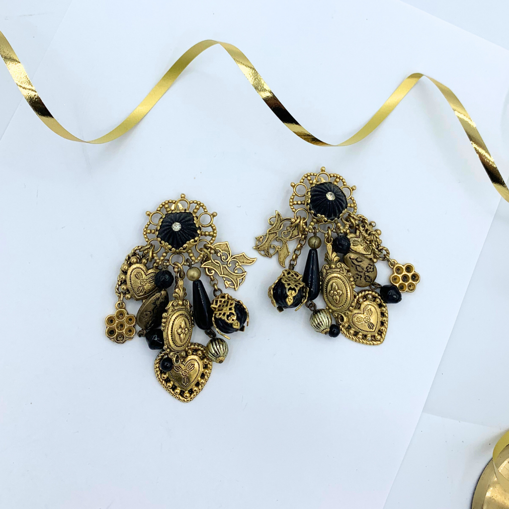 Vintage Zoe Coste Baroque Statement Earrings