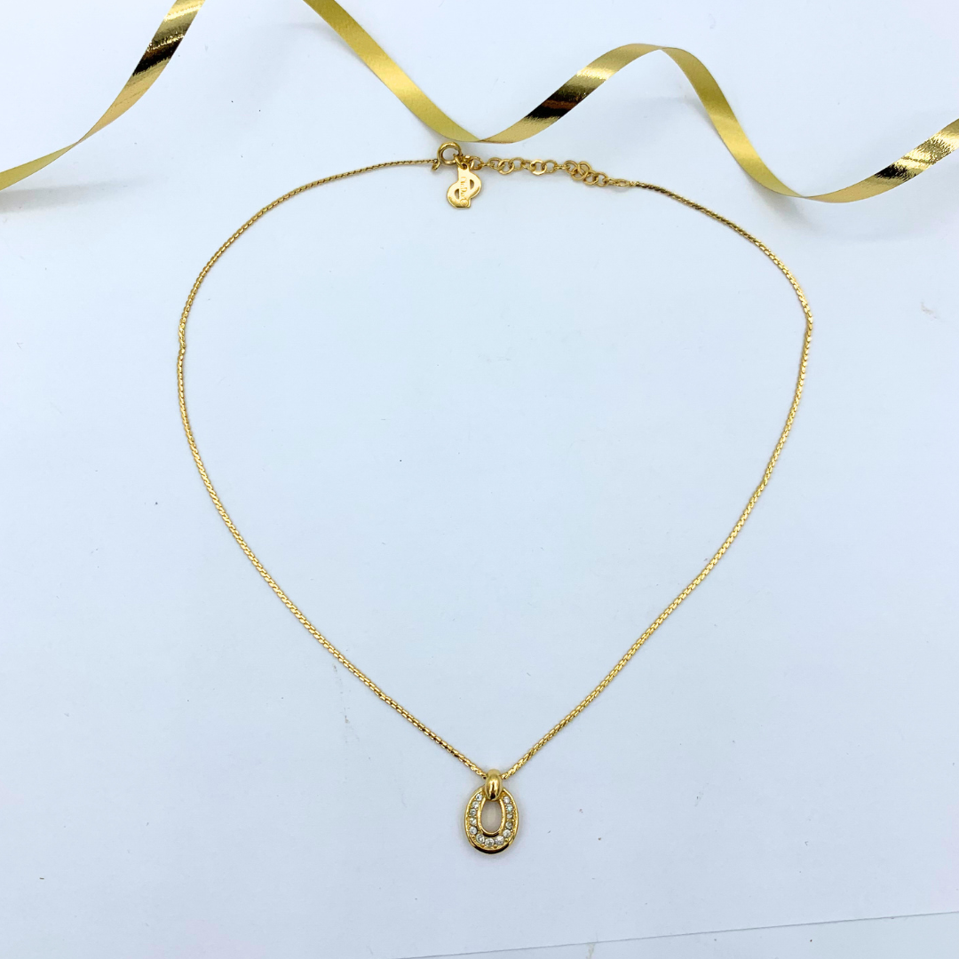 Vintage Christian Dior Small Pendant Crystal Necklace