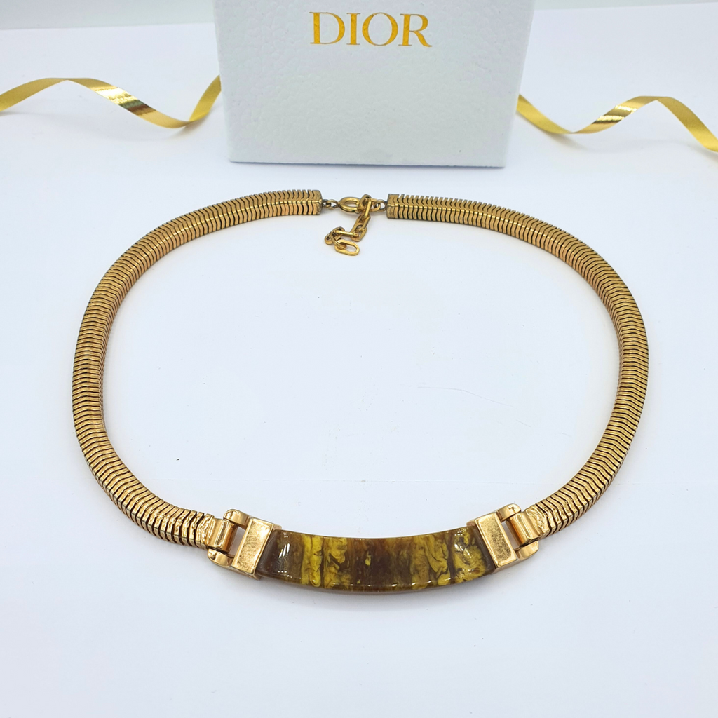 Vintage Christian Dior Marbled Necklace – view 2
