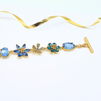 Vintage Oscar de la Renta Blue Flower Bracelet – view 3
