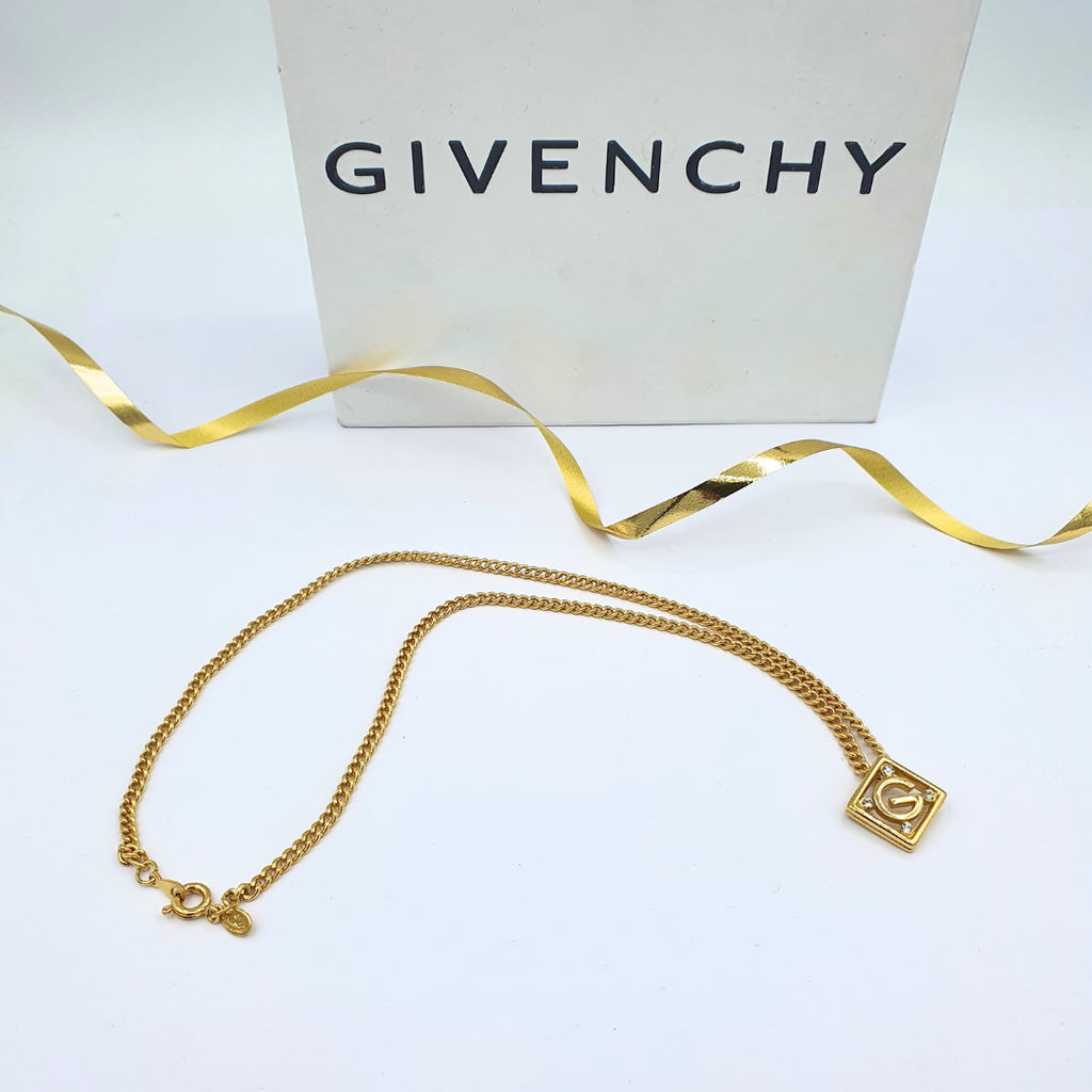 Vintage Givenchy Gourmet Necklace with Square Pendant