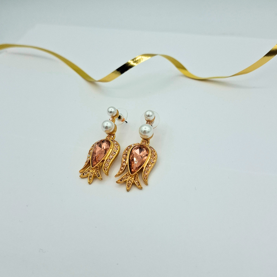 Vintage Oscar de la Renta Pink Crystal Earrings – view 6