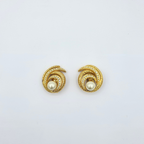 Vintage Christian Dior Scroll Faux Pearl Clip Earrings – view 2
