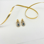Vintage Lanvin Teardrop Clip Earrings Central Blue Stone – view 2