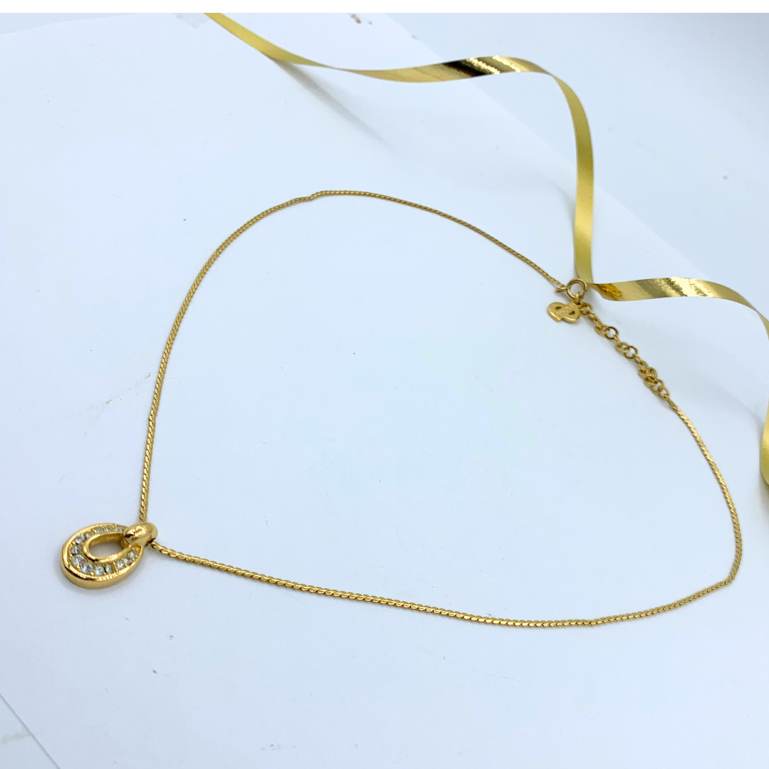 Vintage Christian Dior Small Pendant Crystal Necklace – view 2