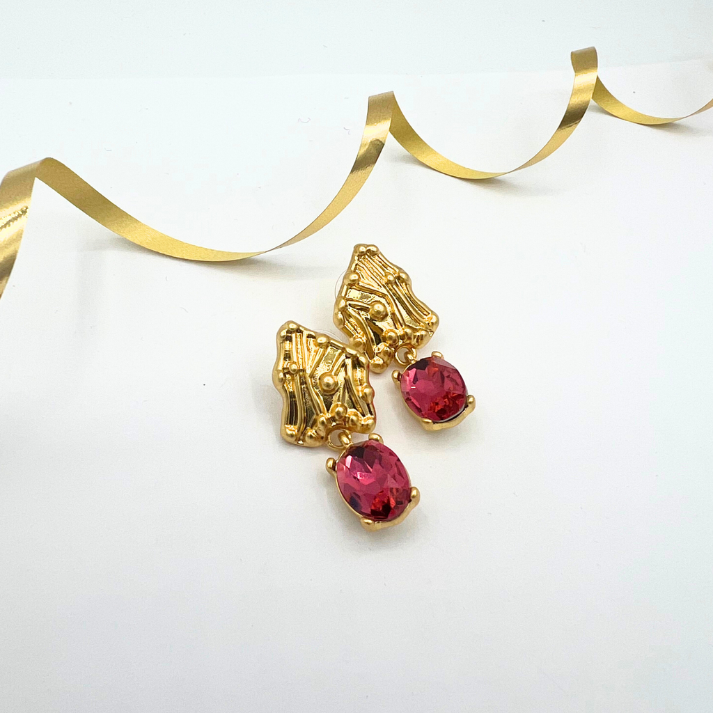 Vintage Oscar de la Renta Pink Crystal Earrings – view 2