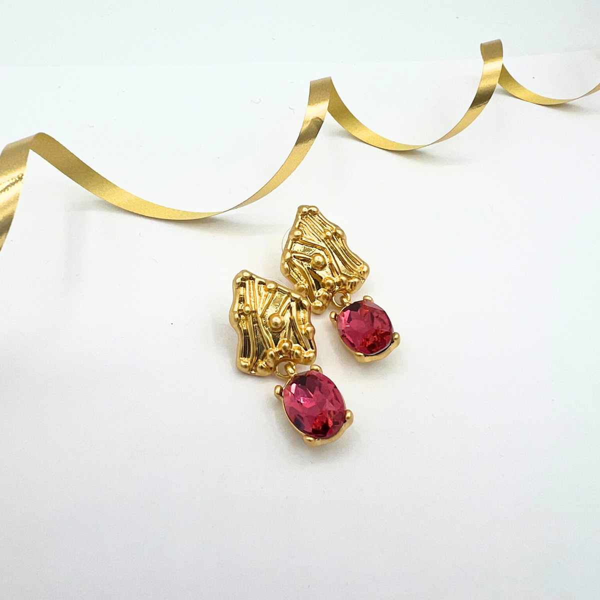 Vintage Oscar de la Renta Pink Crystal Earrings – view 2