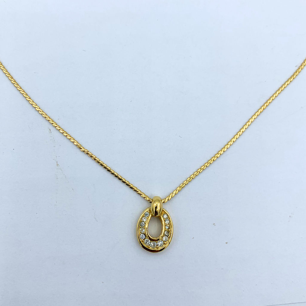 Vintage Christian Dior Small Pendant Crystal Necklace – view 3