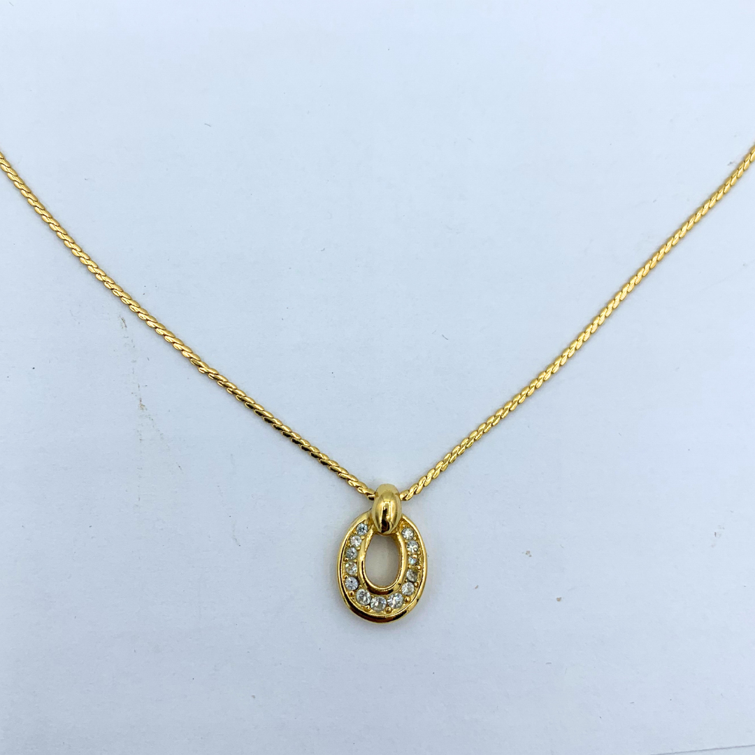 Vintage Christian Dior Small Pendant Crystal Necklace – view 3
