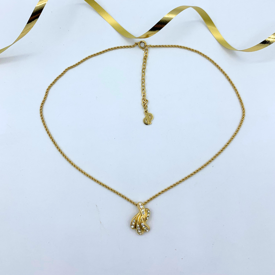 Vintage Christian Dior Small Pendant Crystal Necklace