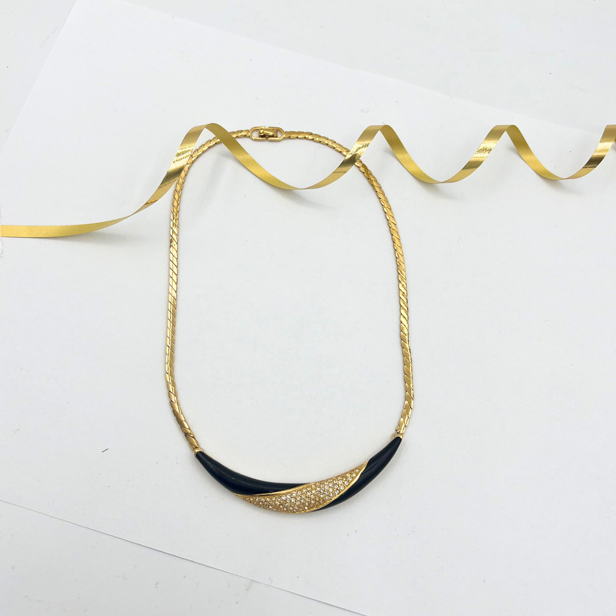 Vintage Christian Dior Crescent Shape Art Deco Necklace