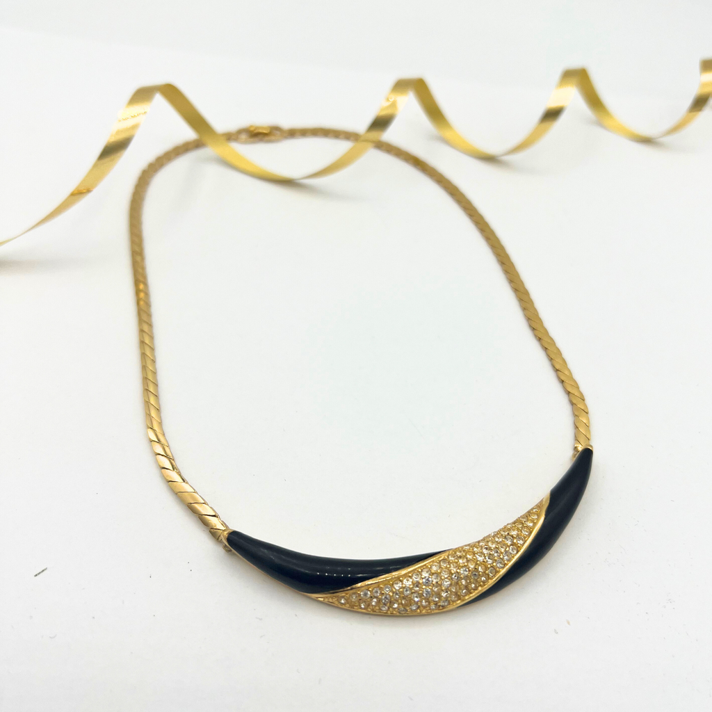 Vintage Christian Dior Crescent Shape Art Deco Necklace – view 2