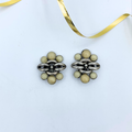 Vintage Giorgio Armani Round Cabochons Clip Earrings