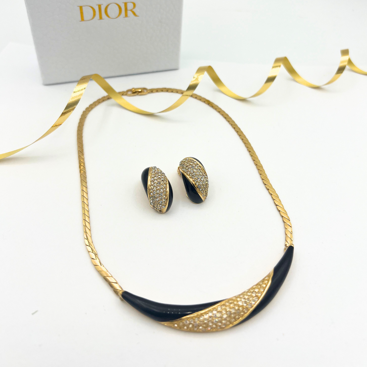 Vintage Christian Dior Crescent Shape Art Deco Necklace – view 3