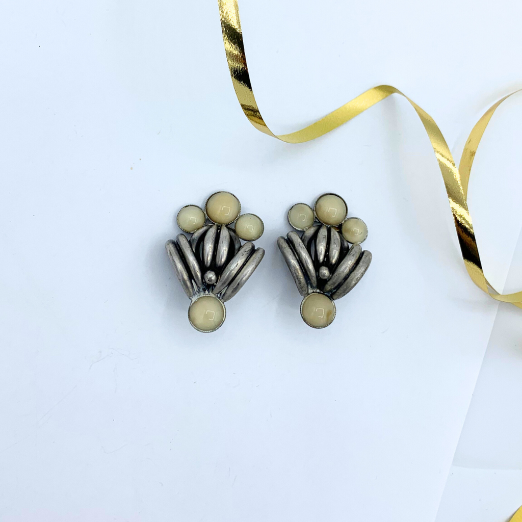 Vintage Giorgio Armani Fan-Shaped Clip Earrings