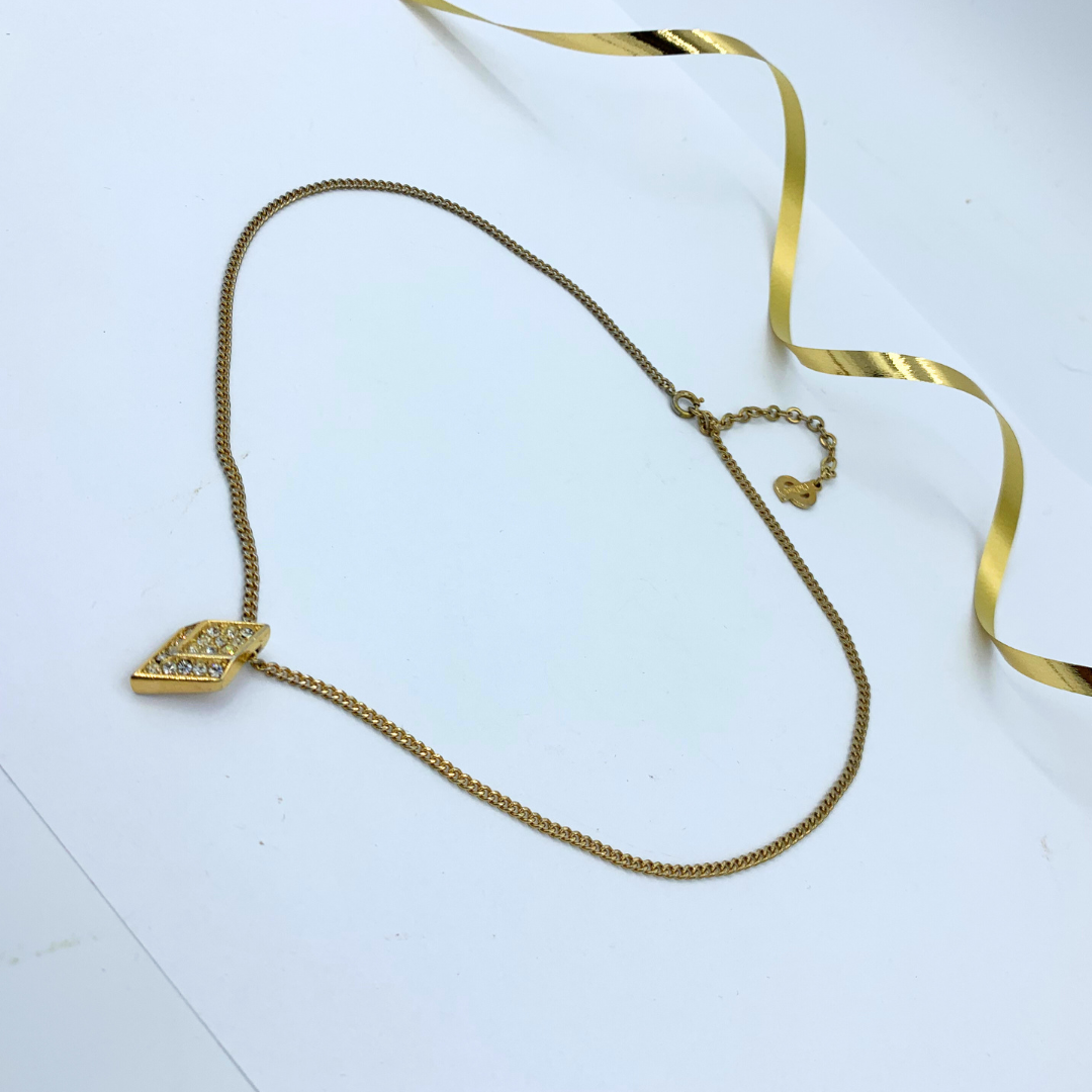 Vintage Christian Dior Small Pendant Crystal Necklace – view 2