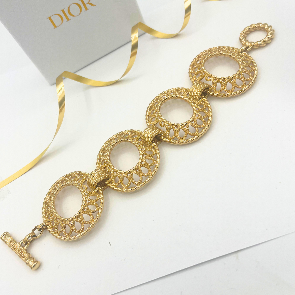 Vintage Christian Dior Oval Rings Statement Bracelet
