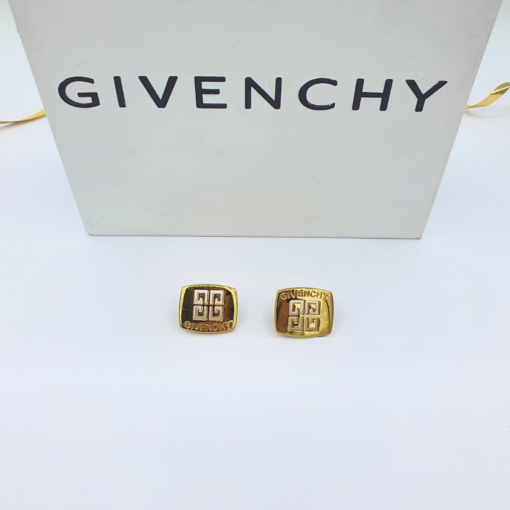 Vintage Square Givenchy Logo Clip Earrings – view 2