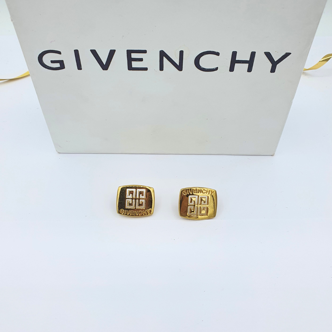 Vintage Square Givenchy Logo Clip Earrings – view 2